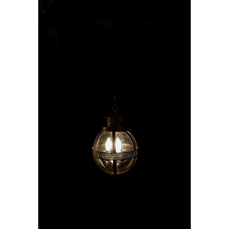 Hanging lamp 70 cm, manblown glass, iron, diameter 25 cm